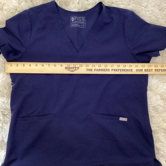 Figs Technical Collection Women’s Scrub Top Navy Blue XL Pockets Medical Nurse - Picture 8 of 11